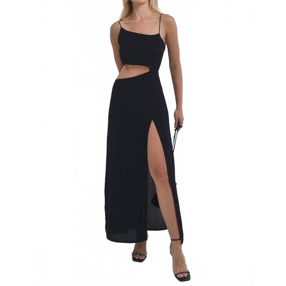 NEW UMA AND LEOPOLD allure one shoulder maxi dress in black